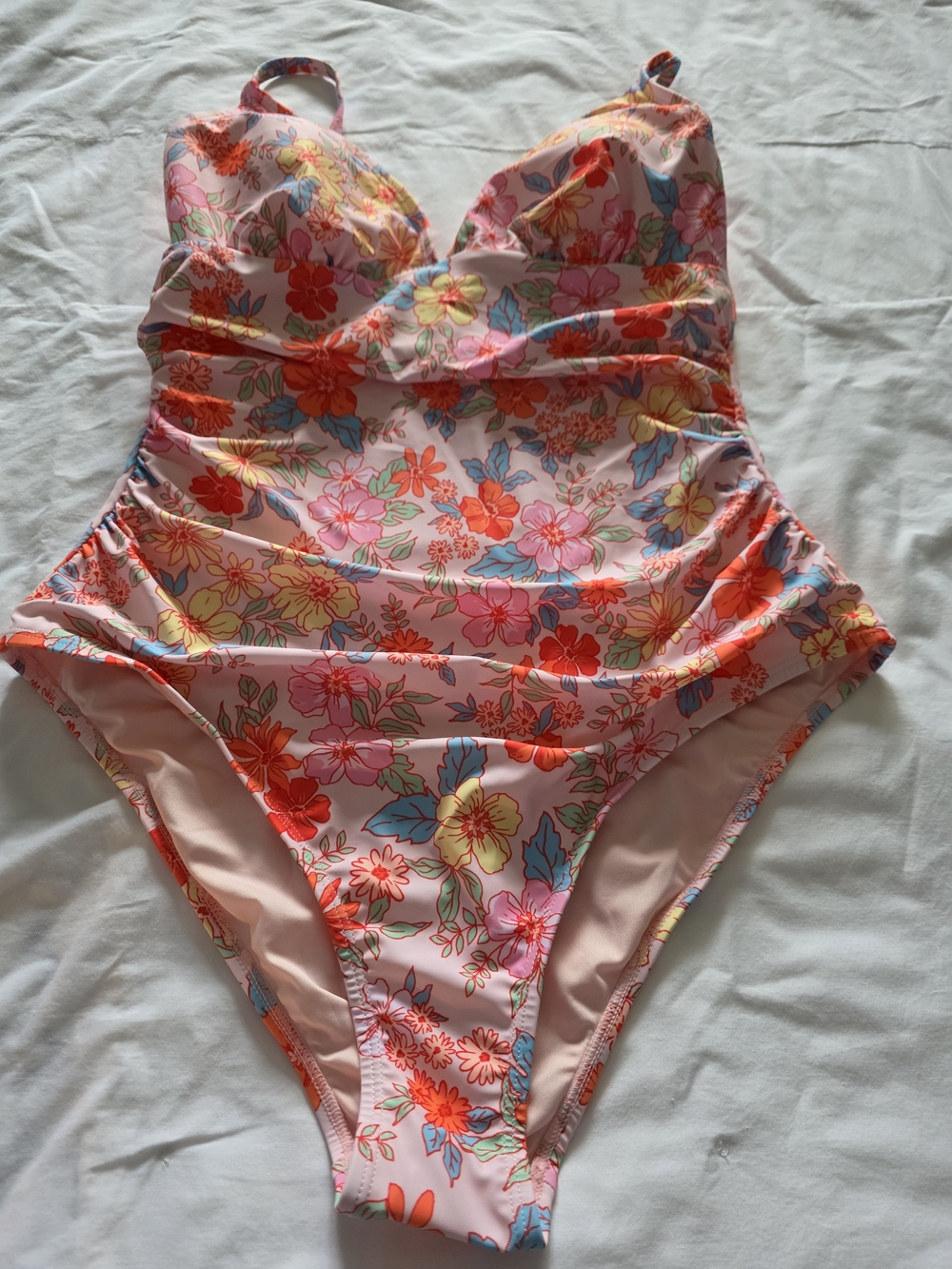 Womens Floral One-Piece Swim Suit in Pink